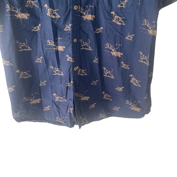 Ruff Hewn Men's Size XXL Hunting Dog Blue Short Sleeve Button Up Shirt - Picture 2 of 9